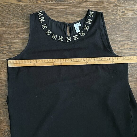 Jules & Leopold Black Rhinestone Trim Sleeveless BlouseTank Top-Large - Picture 7 of 12